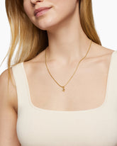 Pavé Initial Pendant in 18K Yellow Gold with Diamond E